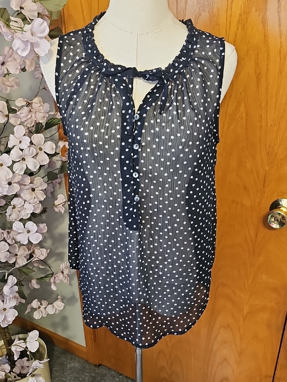 Liz Claiborne Sheer Polka Dot Tank Top